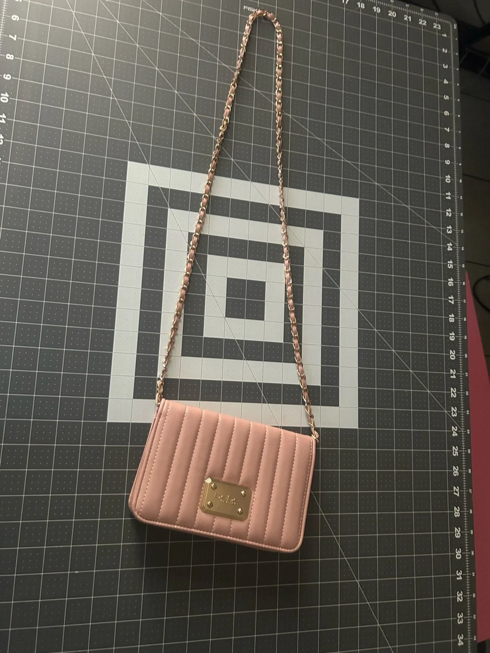 bebe Quilted Pink Crossbody with Gold Chain